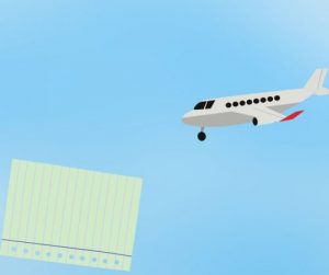 Un avion d'apprête à atterrir sur une feuille de papier : une « page d'atterrissage » !