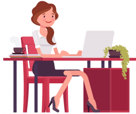 Une femme travaille sur son ordinateur