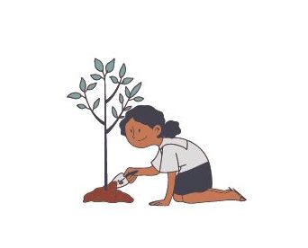 Dessin d'une femme qui prend soin d'un arbre : symbolise le référencement naturel.