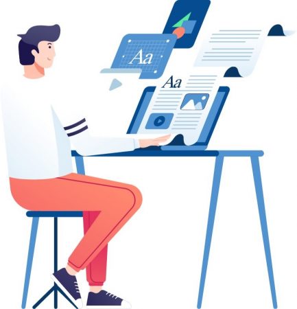 Un homme travail sur son ordinateur à l'optimisation SEO de son site web