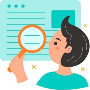 Une personne regarde une page web avec une loupe