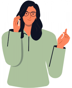 Une femme appelle une entreprise