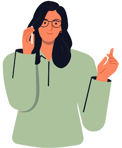 Une femme appelle une entreprise