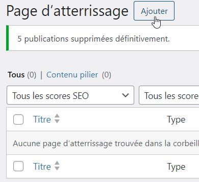 Le bouton « Ajouter » pour créer une page d'atterrissage avec Elementor