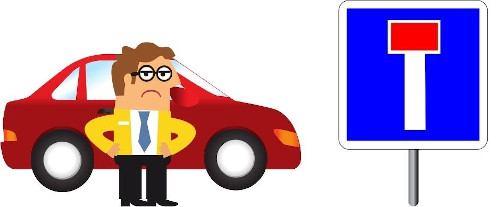 Changement d'url sans redirection 301 : un automobiliste se trouve face à un panneau d'impasse