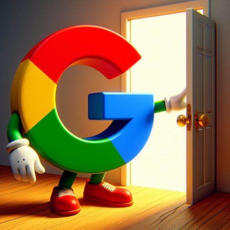 Le G de Google devant une porte ouverte : il s'apprête à entrer pour indexer la page