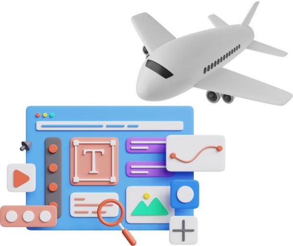 Un avion atterrit sur une page web : une landing page