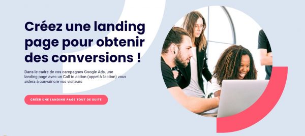Une landing page incitant à créer... une landing page