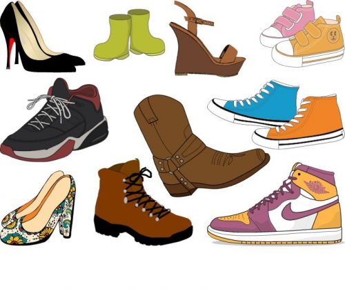 Chaussures Assortiment de chaussures variées, du types de celles pour lesquelles j'écrivais des fiches produit.